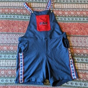 USA Star-Trim Navy Men's Short Overalls
